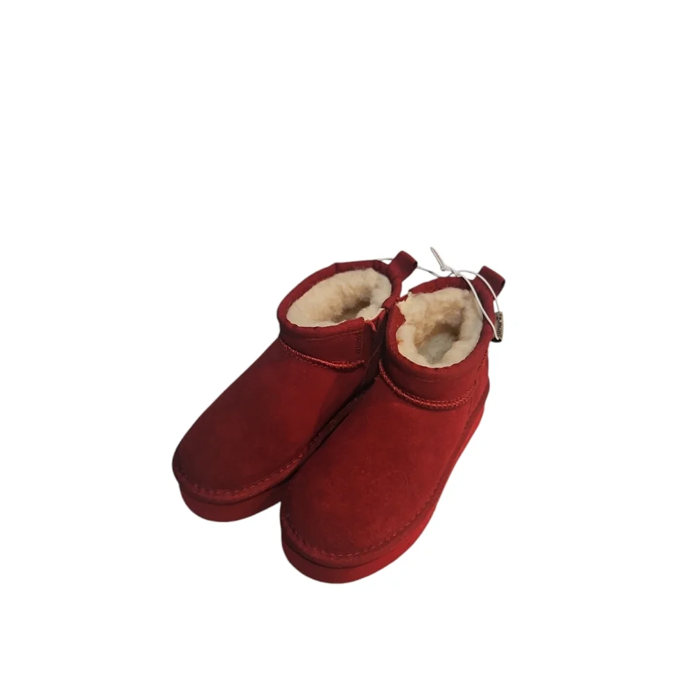 Bearpaw Shalini Youth Retro Sueded Sheep 🐑 Wool lined Red Short Ankle Boot S 12 - Picture 4 of 12